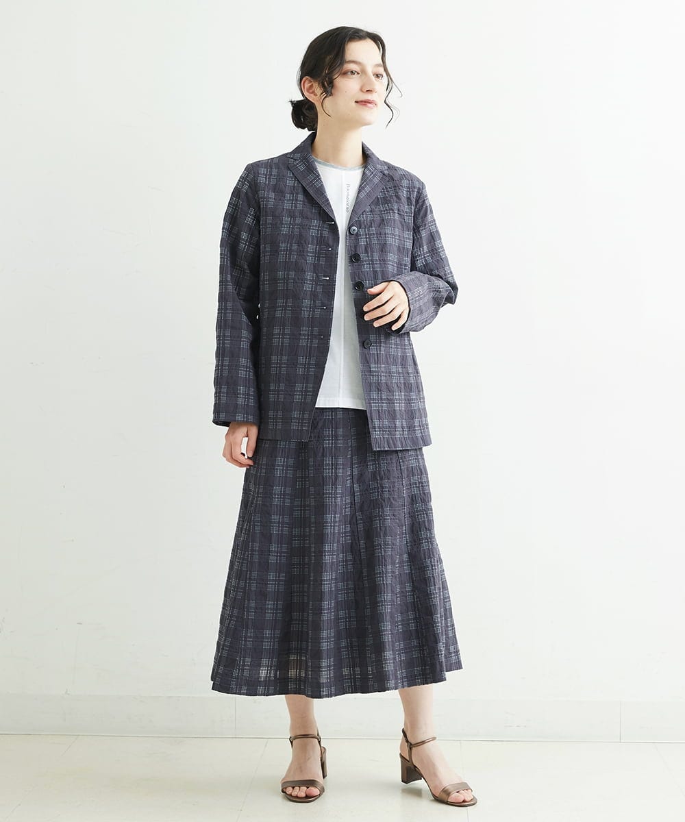 NHDHT01330 GIANNI LO GIUDICE(小さいサイズ)(メゾン ドゥ サンク) [洗える]先染めチェックテーラードジャケット イエロー
