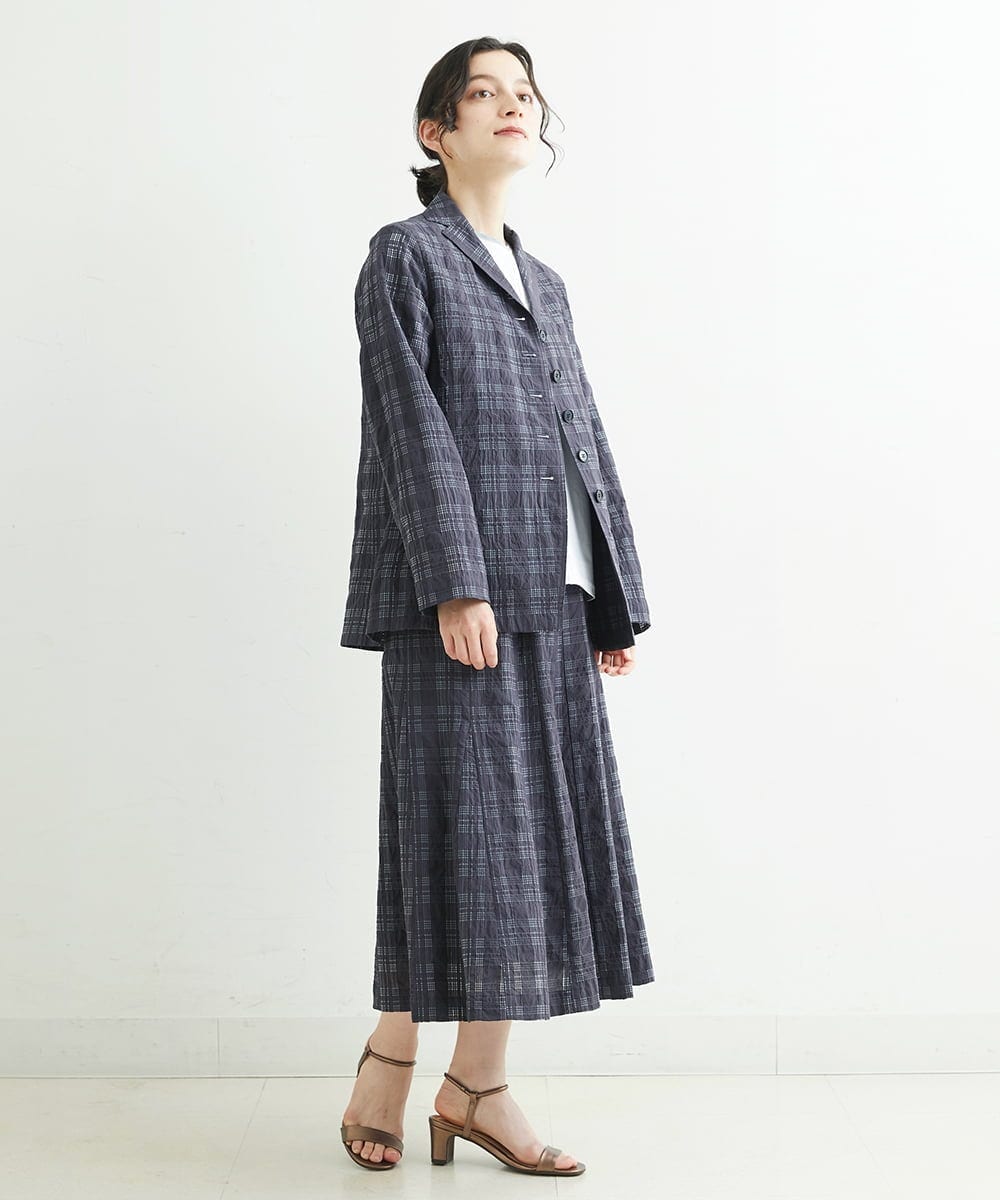 NHDHT01330 GIANNI LO GIUDICE(小さいサイズ)(メゾン ドゥ サンク) [洗える]先染めチェックテーラードジャケット イエロー