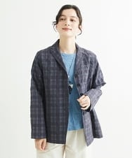 NHDHT01330 GIANNI LO GIUDICE(小さいサイズ)(メゾン ドゥ サンク) [洗える]先染めチェックテーラードジャケット イエロー
