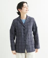 NHDHT01330 GIANNI LO GIUDICE(小さいサイズ)(メゾン ドゥ サンク) [洗える]先染めチェックテーラードジャケット イエロー