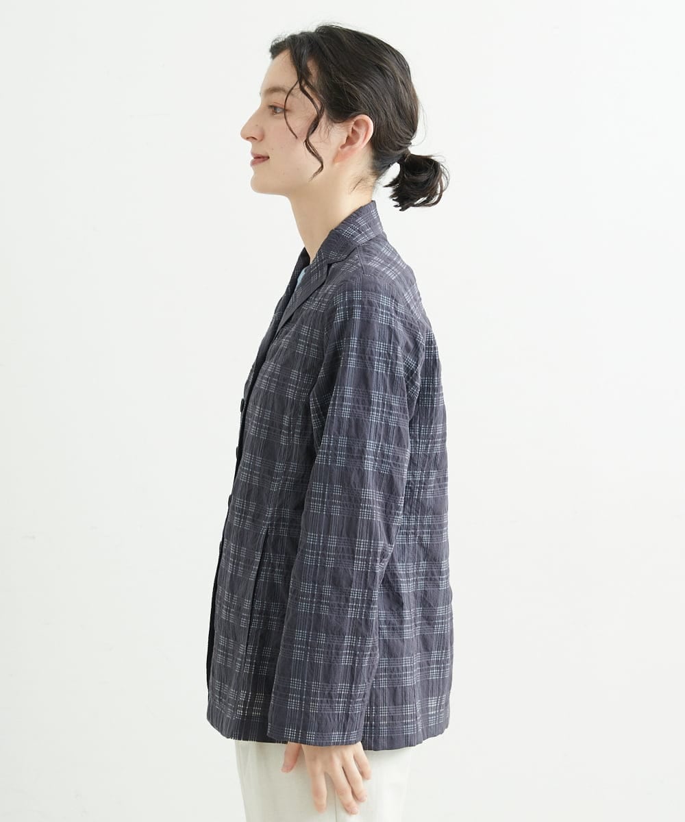 NHDHT01330 GIANNI LO GIUDICE(小さいサイズ)(メゾン ドゥ サンク) [洗える]先染めチェックテーラードジャケット イエロー