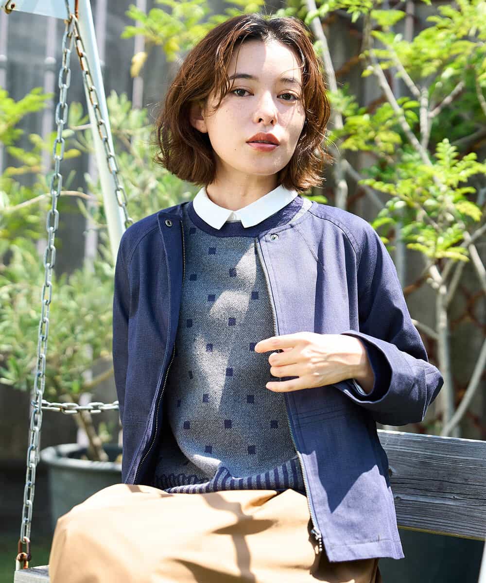 NHDJD14390 GIANNI LO GIUDICE(小さいサイズ)(メゾン ドゥ サンク) [セットアップ対応]デニムライクシャンブレージャケット ネイビー