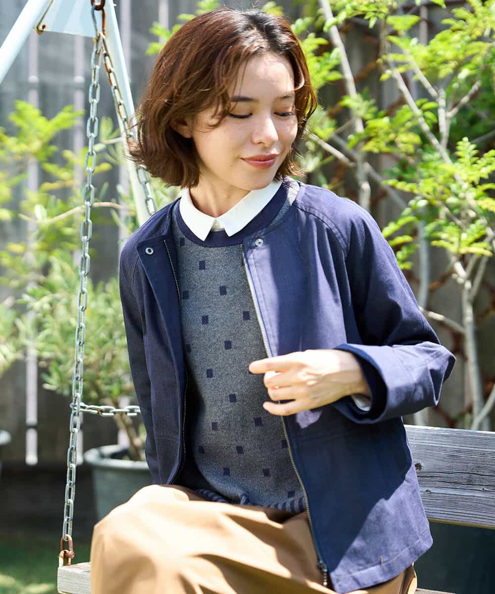 NHDJD14390 GIANNI LO GIUDICE(小さいサイズ)(メゾン ドゥ サンク) [セットアップ対応]デニムライクシャンブレージャケット ネイビー