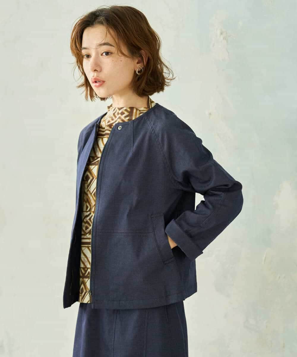 NHDJD14390 GIANNI LO GIUDICE(小さいサイズ)(メゾン ドゥ サンク) [セットアップ対応]デニムライクシャンブレージャケット ネイビー