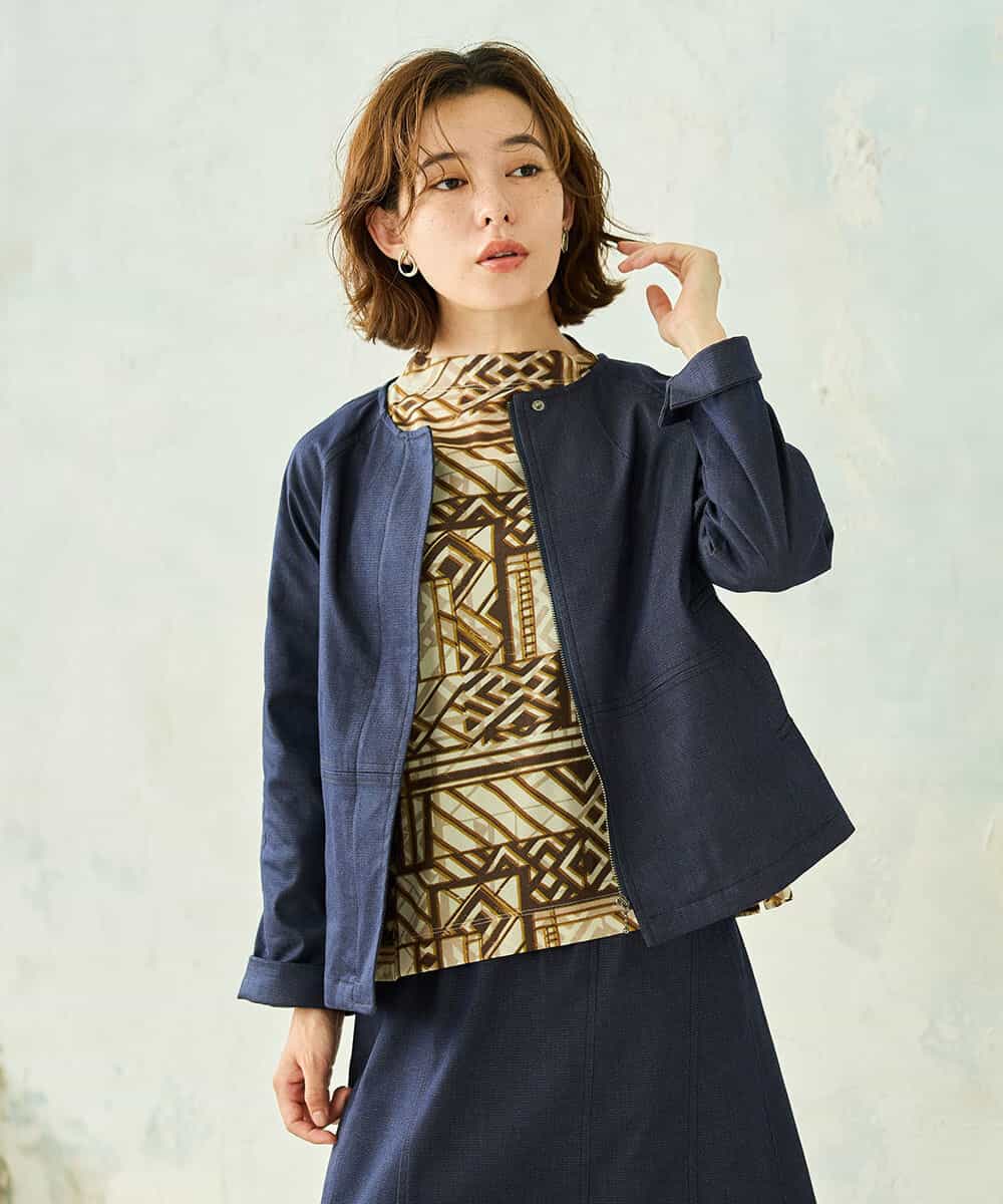 NHDJD14390 GIANNI LO GIUDICE(小さいサイズ)(メゾン ドゥ サンク) [セットアップ対応]デニムライクシャンブレージャケット ネイビー
