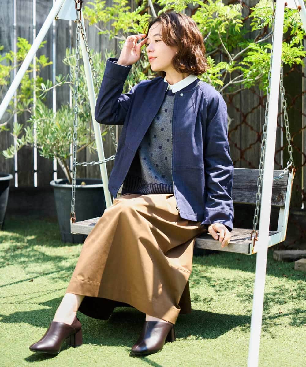 NHDJD14390 GIANNI LO GIUDICE(小さいサイズ)(メゾン ドゥ サンク) [セットアップ対応]デニムライクシャンブレージャケット ネイビー
