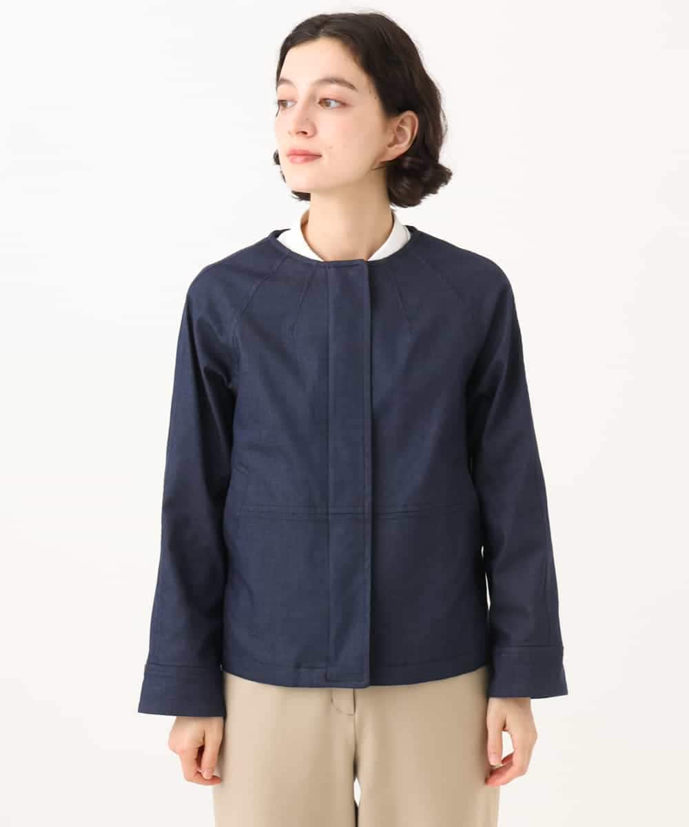 NHDJD14390 GIANNI LO GIUDICE(小さいサイズ)(メゾン ドゥ サンク) [セットアップ対応]デニムライクシャンブレージャケット ネイビー