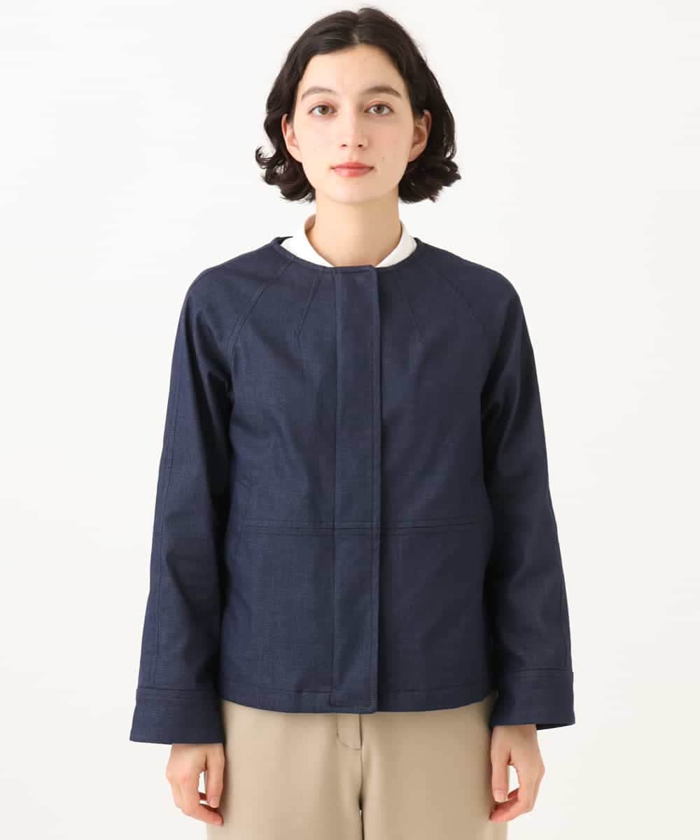 NHDJD14390 GIANNI LO GIUDICE(小さいサイズ)(メゾン ドゥ サンク) [セットアップ対応]デニムライクシャンブレージャケット ネイビー