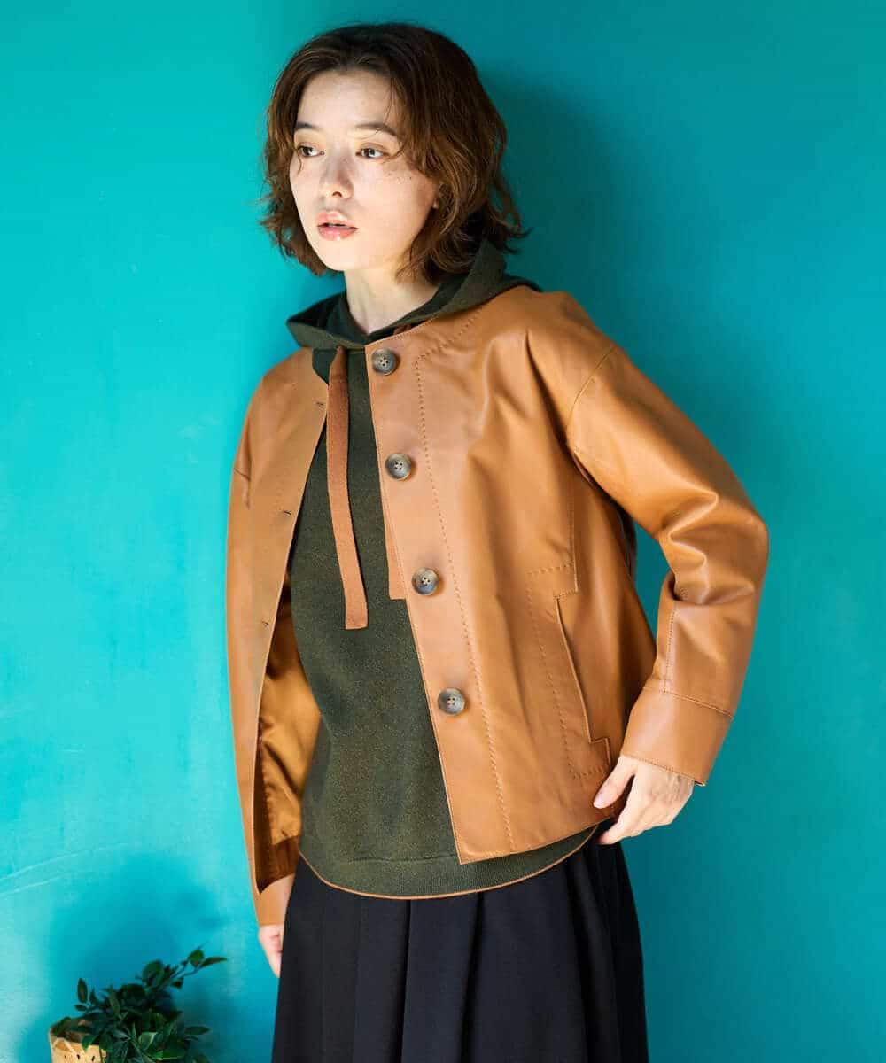 NHDJD15790 GIANNI LO GIUDICE(小さいサイズ)(メゾン ドゥ サンク) シープレザージャケット オレンジ