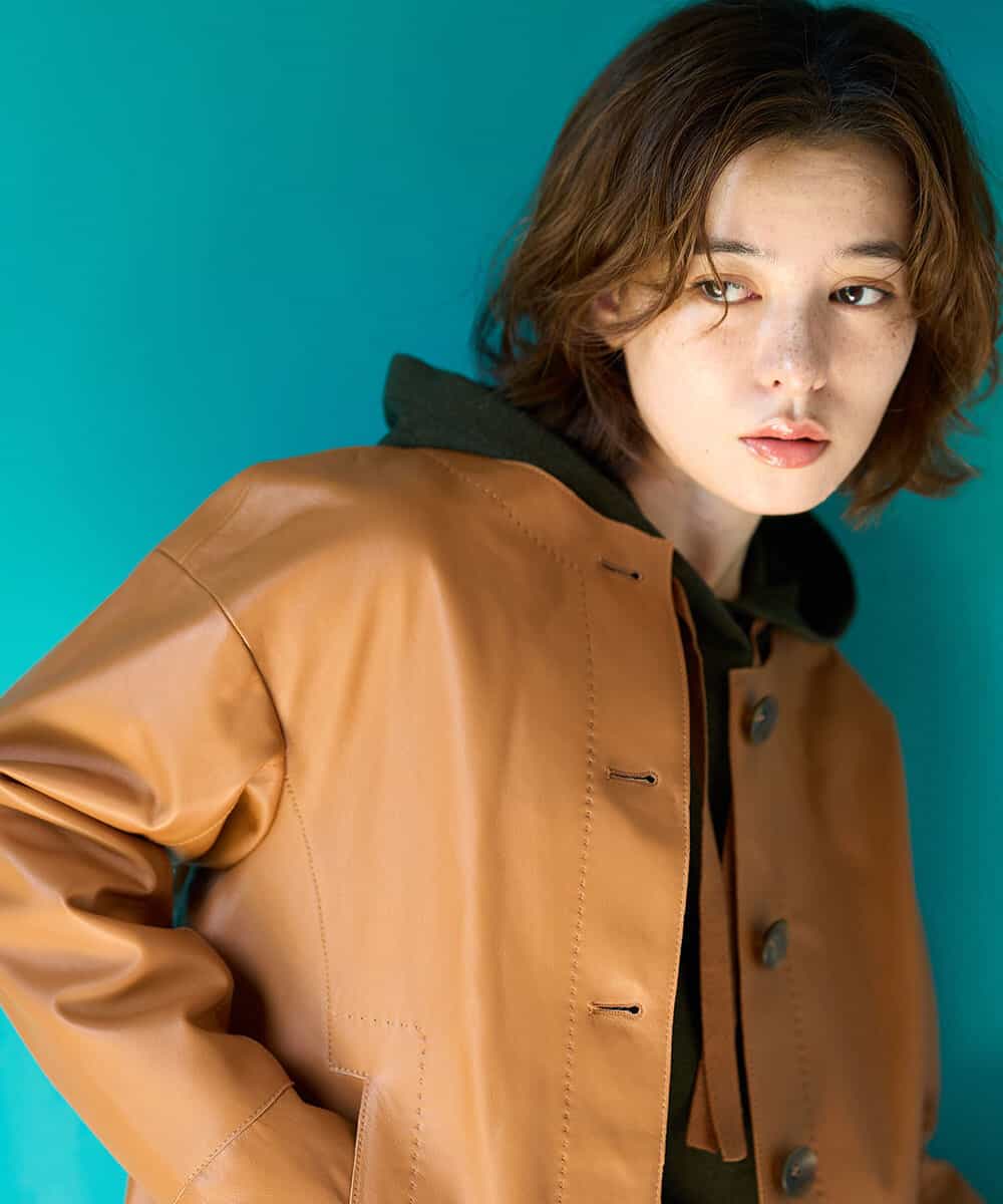 NHDJD15790 GIANNI LO GIUDICE(小さいサイズ)(メゾン ドゥ サンク) シープレザージャケット オレンジ