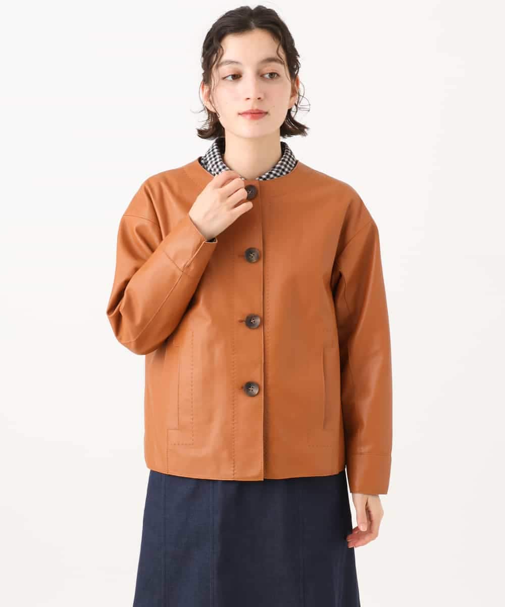 NHDJD15790 GIANNI LO GIUDICE(小さいサイズ)(メゾン ドゥ サンク) シープレザージャケット オレンジ