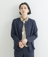 NHDJR80270 GIANNI LO GIUDICE(小さいサイズ)(メゾン ドゥ サンク) 【セットアップ対応】デニムジャージーノーカラージャケット ネイビー