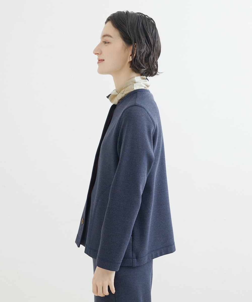 NHDJR80270 GIANNI LO GIUDICE(小さいサイズ)(メゾン ドゥ サンク) 【セットアップ対応】デニムジャージーノーカラージャケット ネイビー