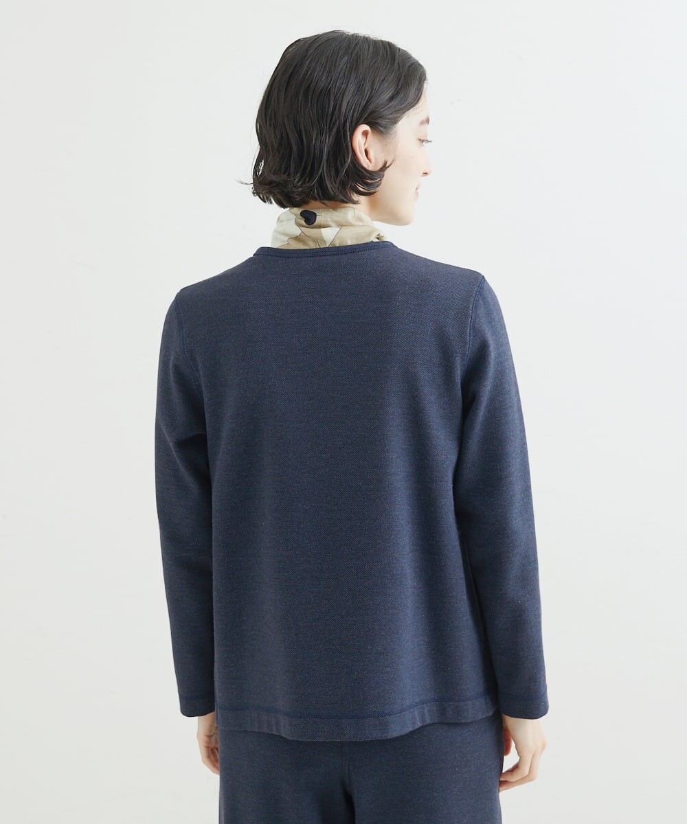 NHDJR80270 GIANNI LO GIUDICE(小さいサイズ)(メゾン ドゥ サンク) 【セットアップ対応】デニムジャージーノーカラージャケット ネイビー