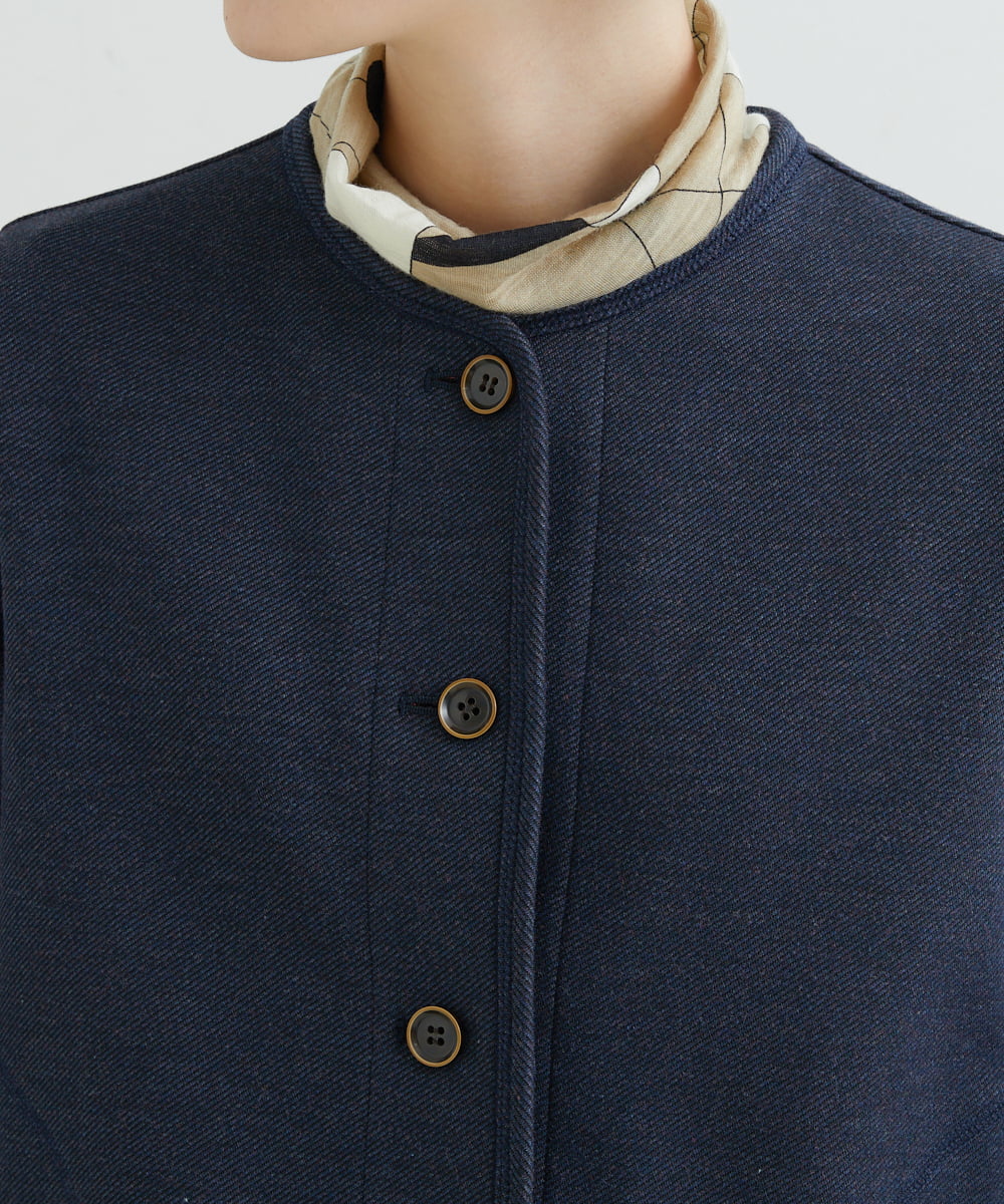 NHDJR80270 GIANNI LO GIUDICE(小さいサイズ)(メゾン ドゥ サンク) 【セットアップ対応】デニムジャージーノーカラージャケット ネイビー