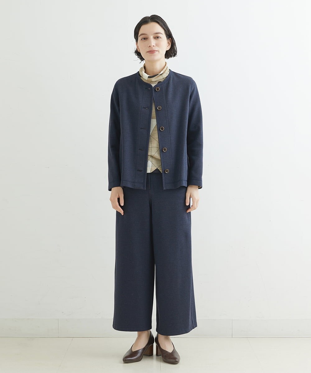 NHDJR80270 GIANNI LO GIUDICE(小さいサイズ)(メゾン ドゥ サンク) 【セットアップ対応】デニムジャージーノーカラージャケット ネイビー
