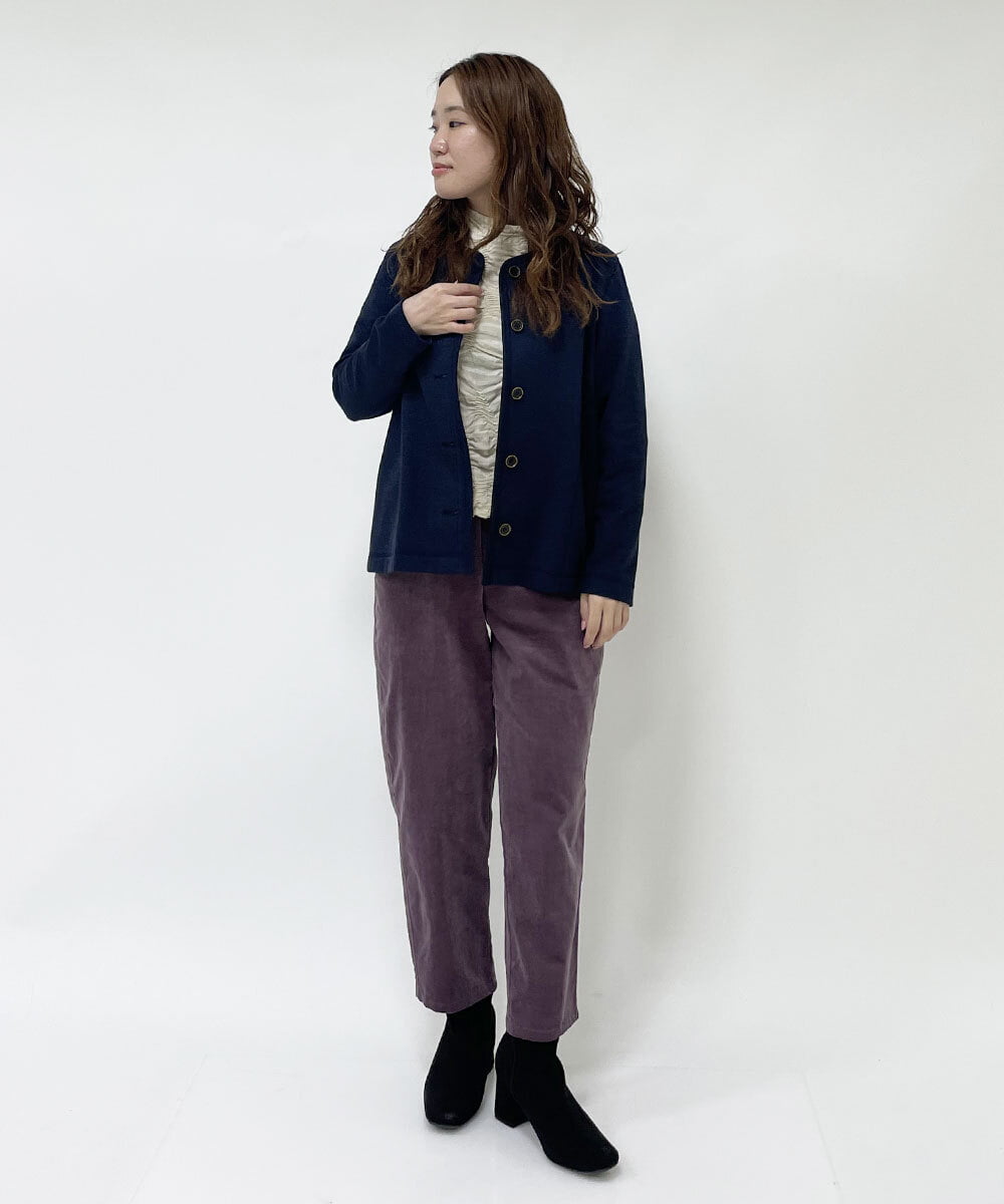 NHDJR80270 GIANNI LO GIUDICE(小さいサイズ)(メゾン ドゥ サンク) 【セットアップ対応】デニムジャージーノーカラージャケット ネイビー