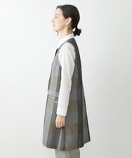 NHDJU21390 GIANNI LO GIUDICE(小さいサイズ)(メゾン ドゥ サンク) 先染めチェックギャバジンロングジレ グレー系