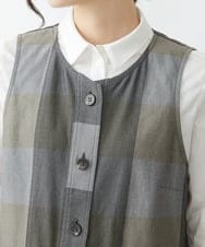 NHDJU21390 GIANNI LO GIUDICE(小さいサイズ)(メゾン ドゥ サンク) 先染めチェックギャバジンロングジレ グレー系
