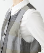 NHDJU21390 GIANNI LO GIUDICE(小さいサイズ)(メゾン ドゥ サンク) 先染めチェックギャバジンロングジレ グレー系