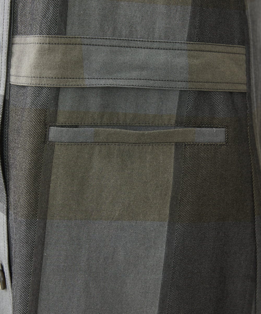 NHDJU21390 GIANNI LO GIUDICE(小さいサイズ)(メゾン ドゥ サンク) 先染めチェックギャバジンロングジレ グレー系