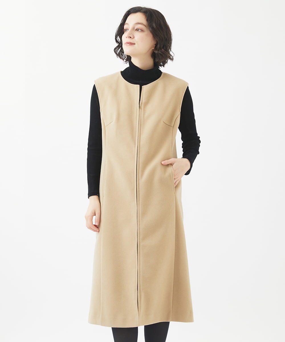 NHEAC88390 GIANNI LO GIUDICE(小さいサイズ)(メゾン ドゥ サンク) [セットアップ対応]圧縮ジャージージャンパースカート ベージュ