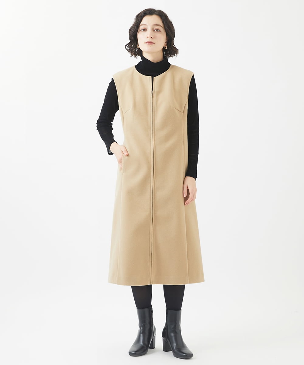 NHEAC88390 GIANNI LO GIUDICE(小さいサイズ)(メゾン ドゥ サンク) [セットアップ対応]圧縮ジャージージャンパースカート ベージュ