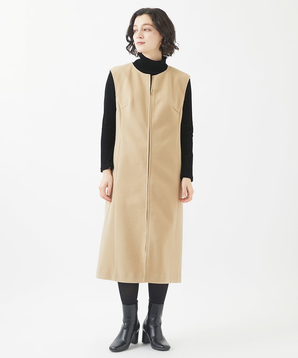 NHEAC88390 GIANNI LO GIUDICE(小さいサイズ)(メゾン ドゥ サンク) [セットアップ対応]圧縮ジャージージャンパースカート ベージュ