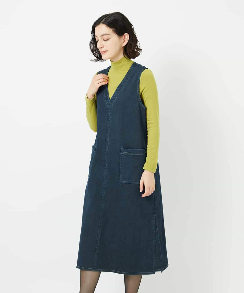 NHEAE12390 GIANNI LO GIUDICE(小さいサイズ)(メゾン ドゥ サンク) デニムカラーリバーワンピース グリーン