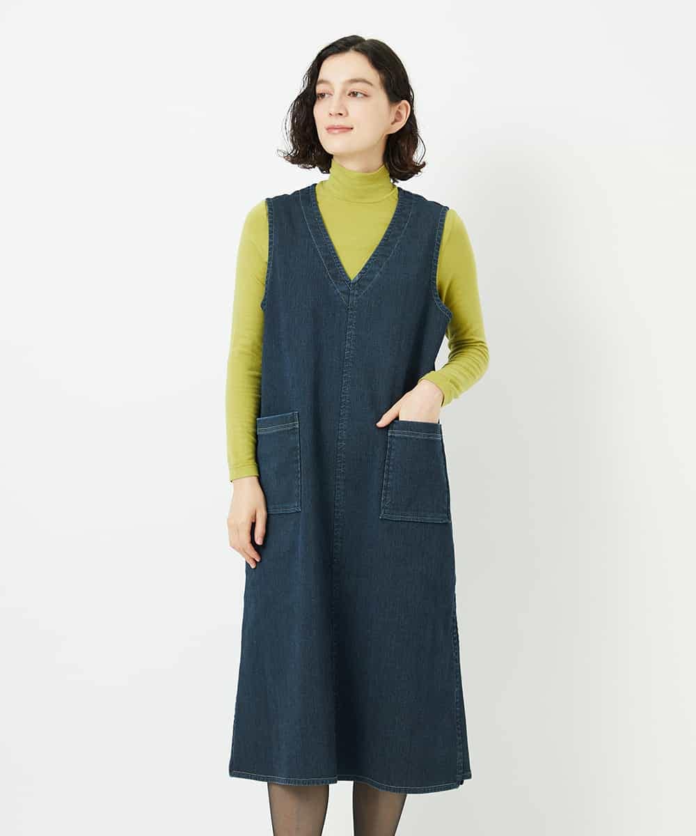 NHEAE12390 GIANNI LO GIUDICE(小さいサイズ)(メゾン ドゥ サンク) デニムカラーリバーワンピース グリーン