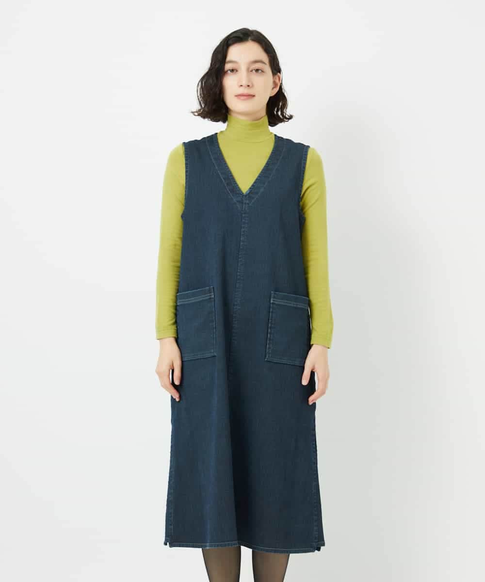 NHEAE12390 GIANNI LO GIUDICE(小さいサイズ)(メゾン ドゥ サンク) デニムカラーリバーワンピース グリーン