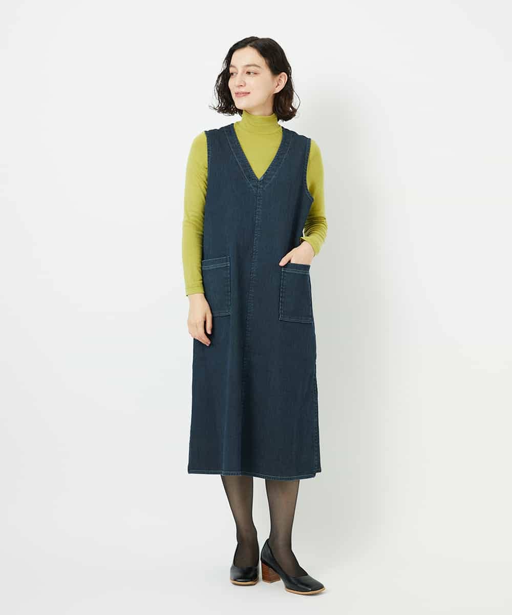 NHEAE12390 GIANNI LO GIUDICE(小さいサイズ)(メゾン ドゥ サンク) デニムカラーリバーワンピース グリーン