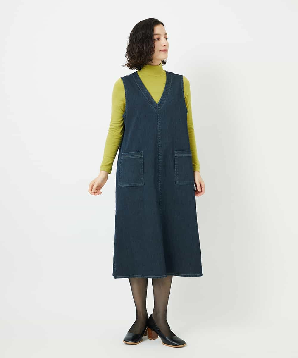 NHEAE12390 GIANNI LO GIUDICE(小さいサイズ)(メゾン ドゥ サンク) デニムカラーリバーワンピース グリーン