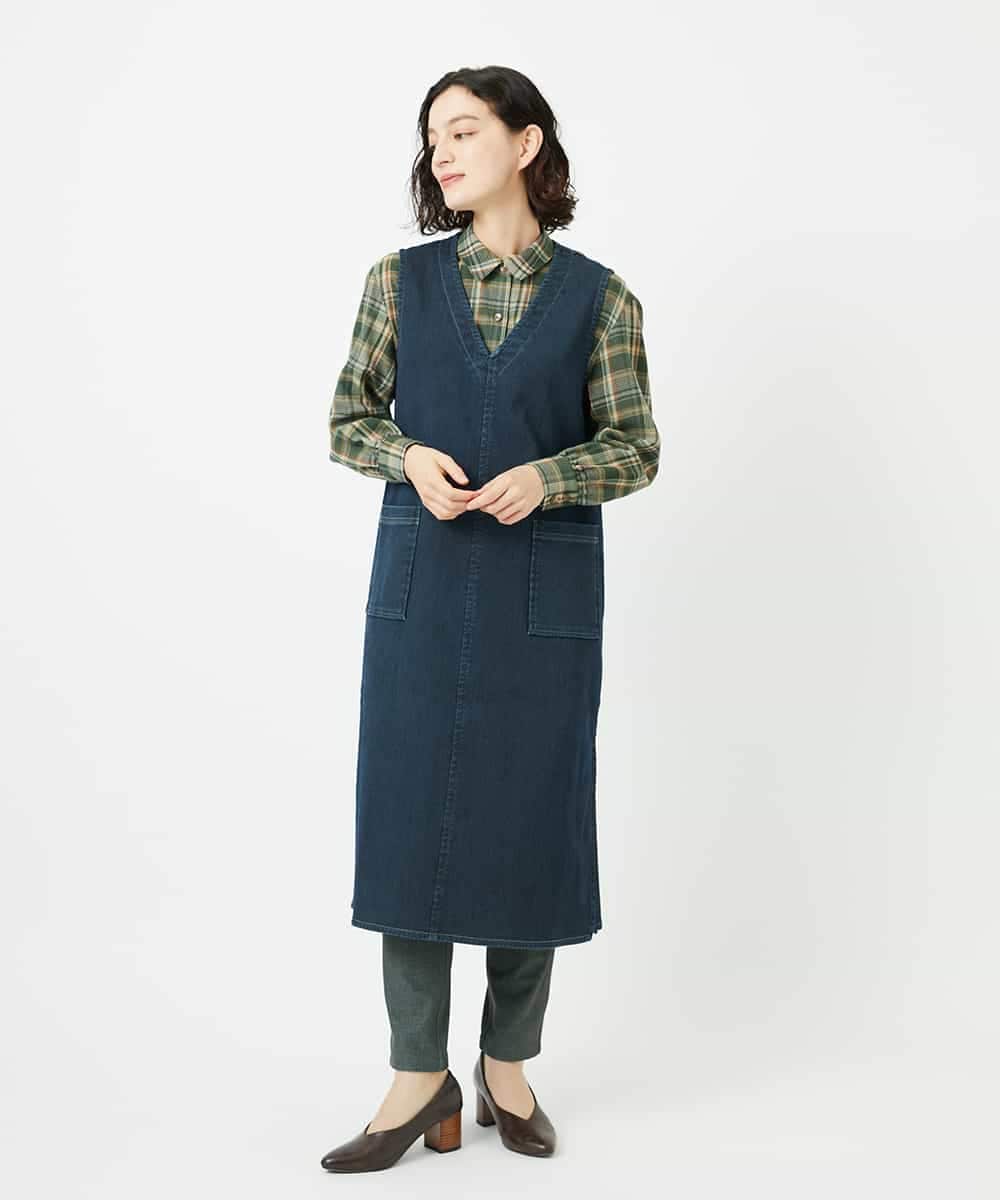 NHEAE12390 GIANNI LO GIUDICE(小さいサイズ)(メゾン ドゥ サンク) デニムカラーリバーワンピース グリーン