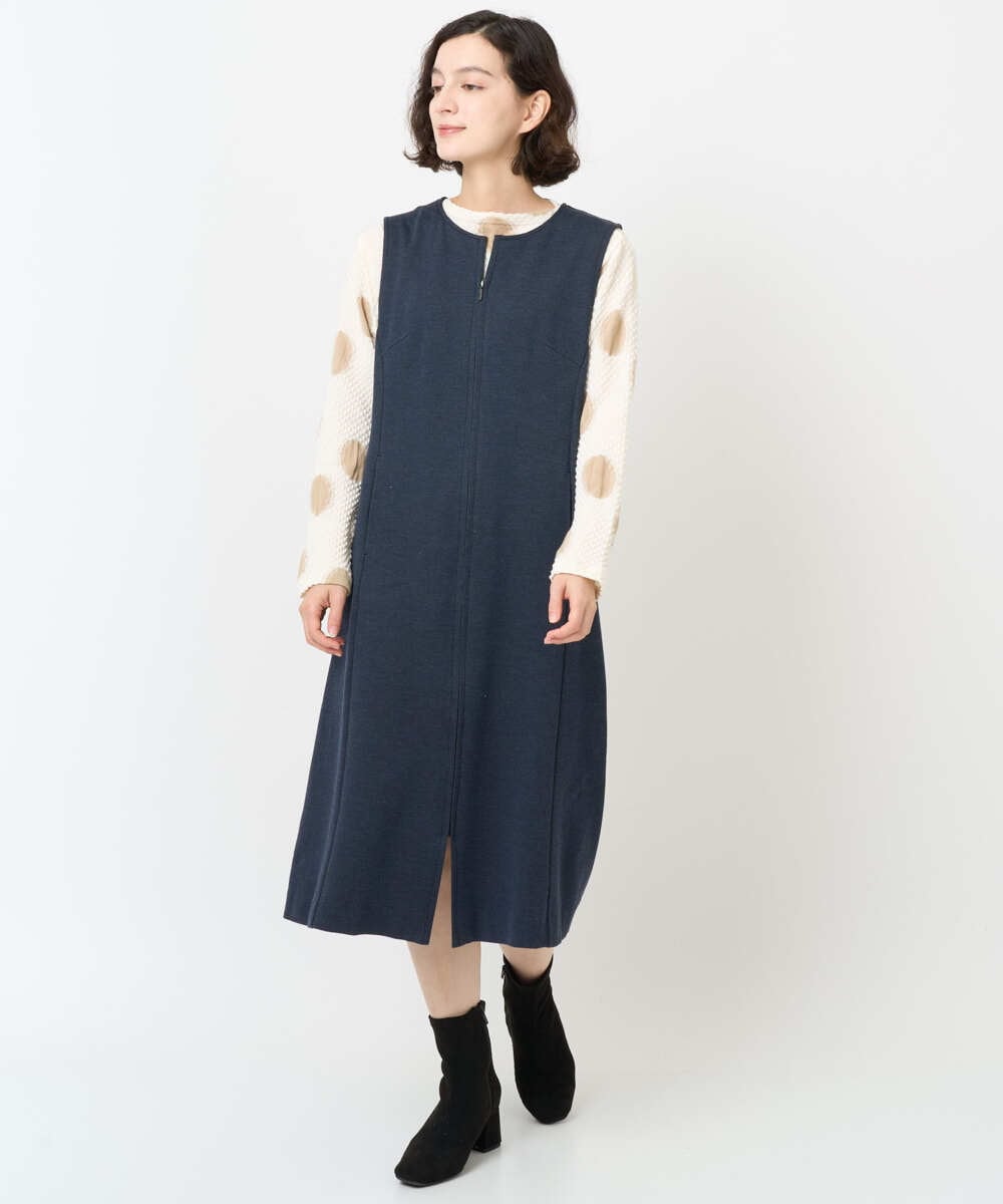 NHEAF81330 GIANNI LO GIUDICE(小さいサイズ)(メゾン ドゥ サンク) [セットアップ対応]デニムジャージージャンパースカート ネイビー