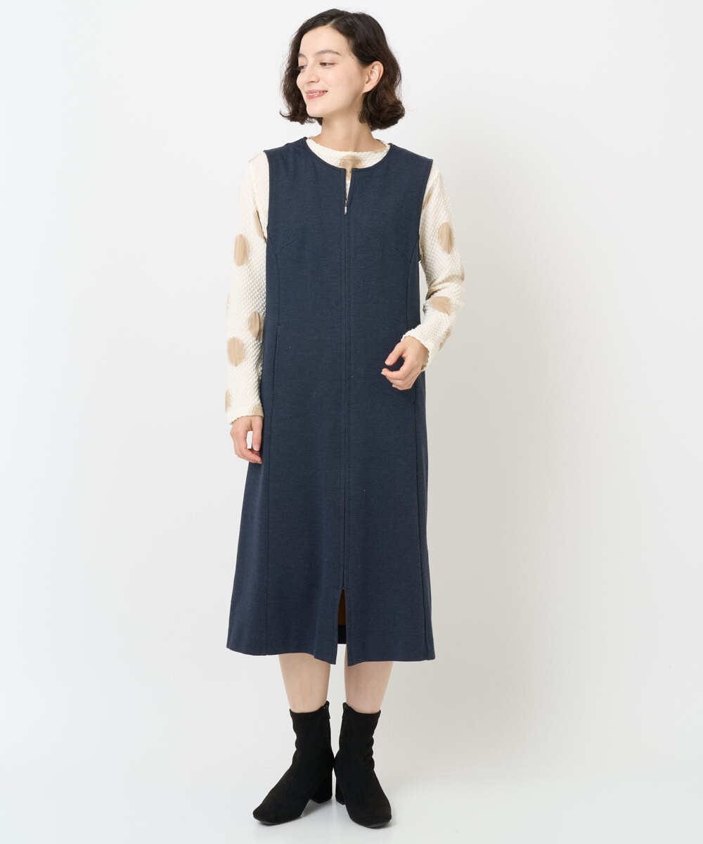 NHEAF81330 GIANNI LO GIUDICE(小さいサイズ)(メゾン ドゥ サンク) [セットアップ対応]デニムジャージージャンパースカート ネイビー
