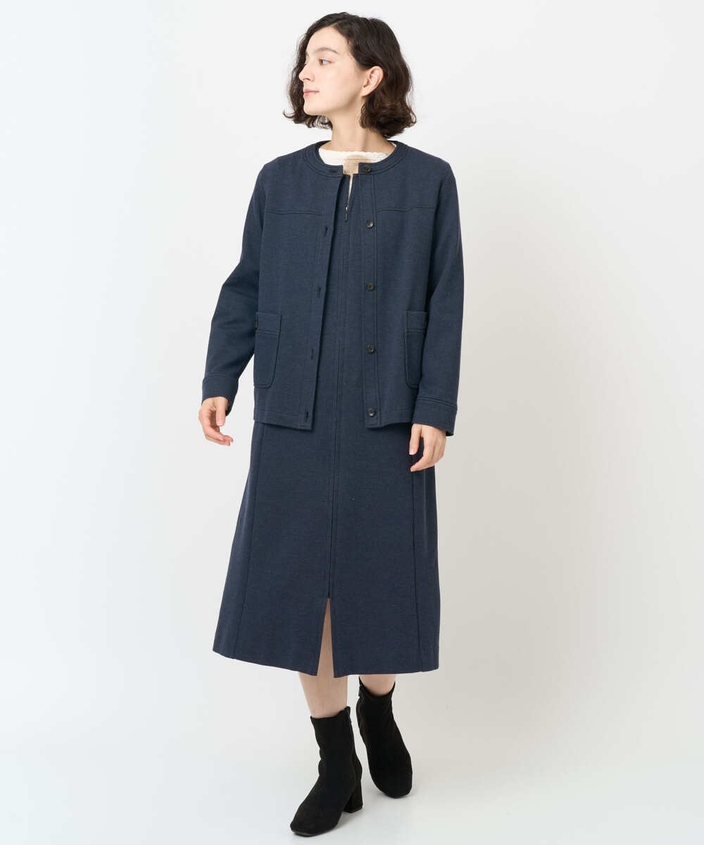 NHEAF81330 GIANNI LO GIUDICE(小さいサイズ)(メゾン ドゥ サンク) [セットアップ対応]デニムジャージージャンパースカート ネイビー