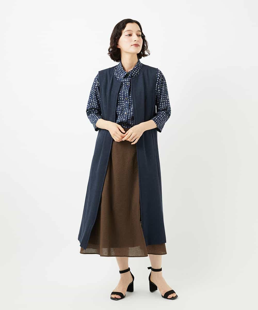 NHEAF81330 GIANNI LO GIUDICE(小さいサイズ)(メゾン ドゥ サンク) [セットアップ対応]デニムジャージージャンパースカート ネイビー