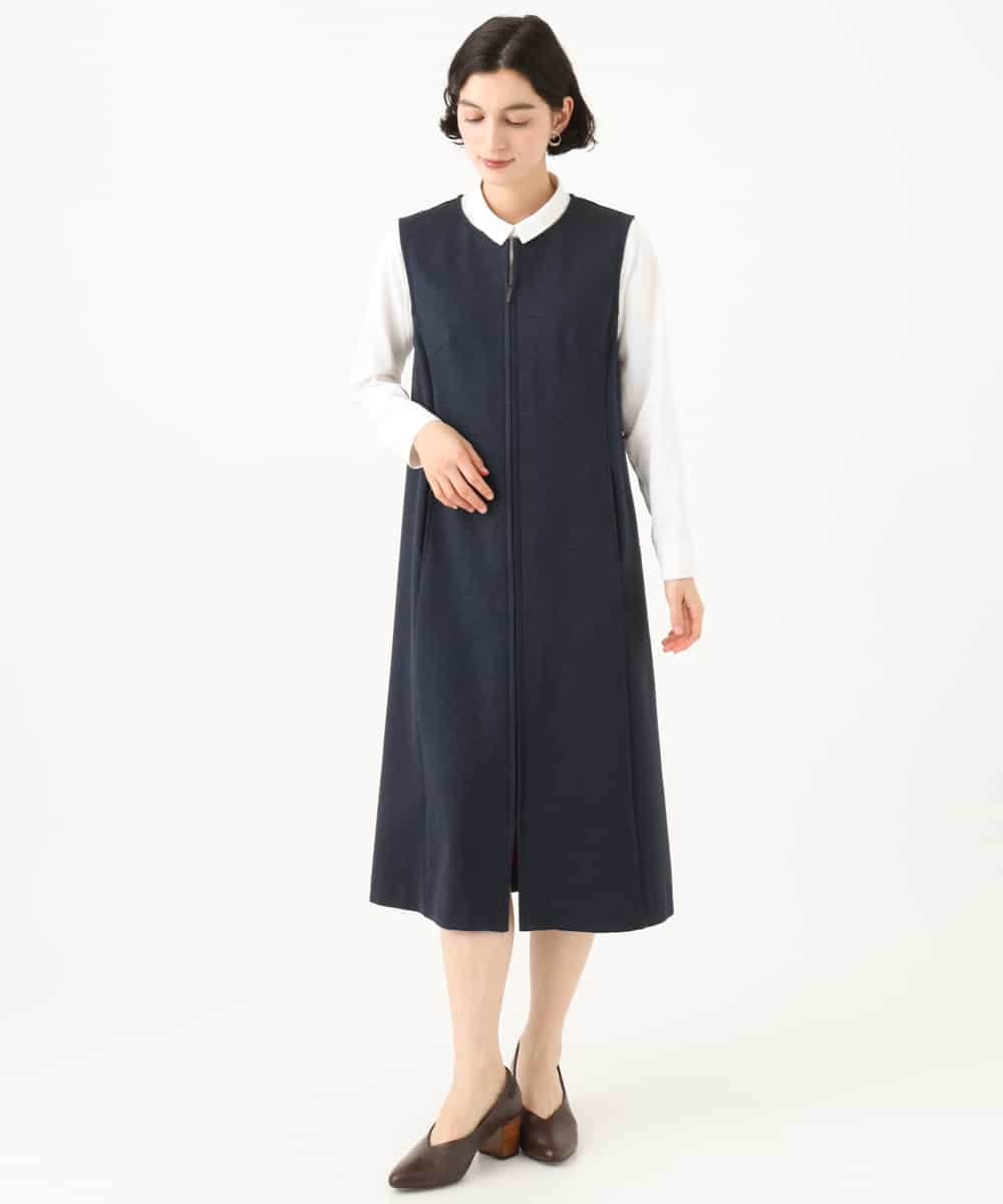NHEAI83330 GIANNI LO GIUDICE(小さいサイズ)(メゾン ドゥ サンク) [セットアップ対応]デニムジャージージャンパースカート ネイビー