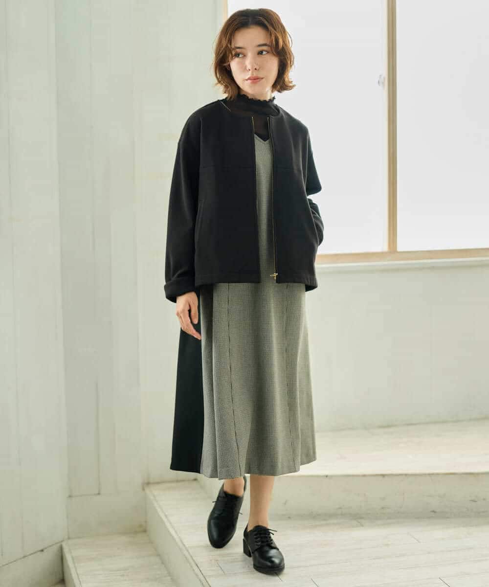 NHEAI89360 GIANNI LO GIUDICE(小さいサイズ)(メゾン ドゥ サンク) [セットアップ対応]チェック柄ジャンパースカート ブラウン系