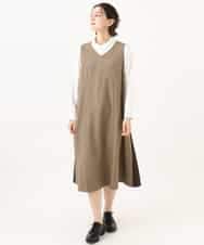 NHEAI89360 GIANNI LO GIUDICE(小さいサイズ)(メゾン ドゥ サンク) [セットアップ対応]チェック柄ジャンパースカート ブラウン系