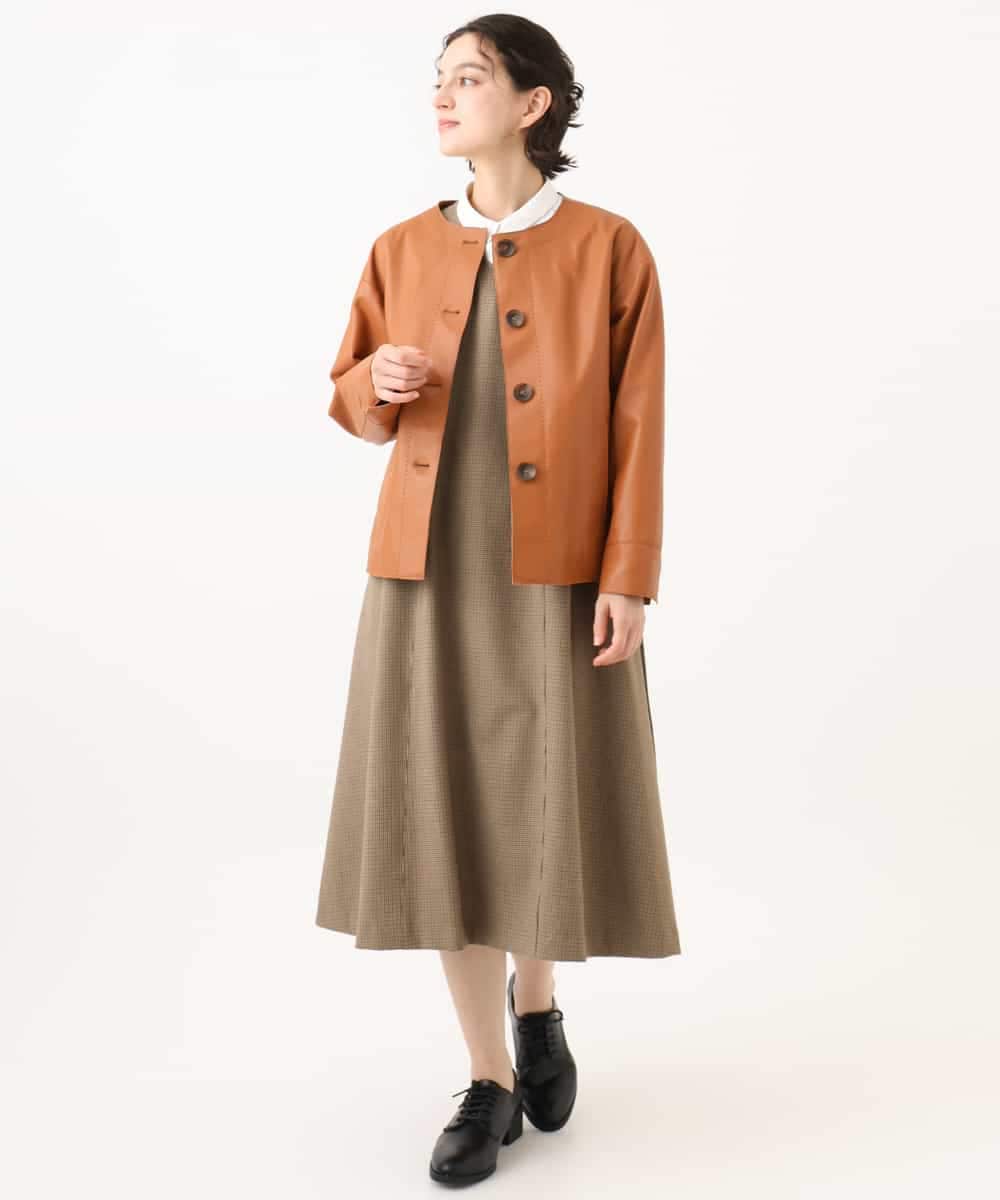 NHEAI89360 GIANNI LO GIUDICE(小さいサイズ)(メゾン ドゥ サンク) [セットアップ対応]チェック柄ジャンパースカート ブラウン系