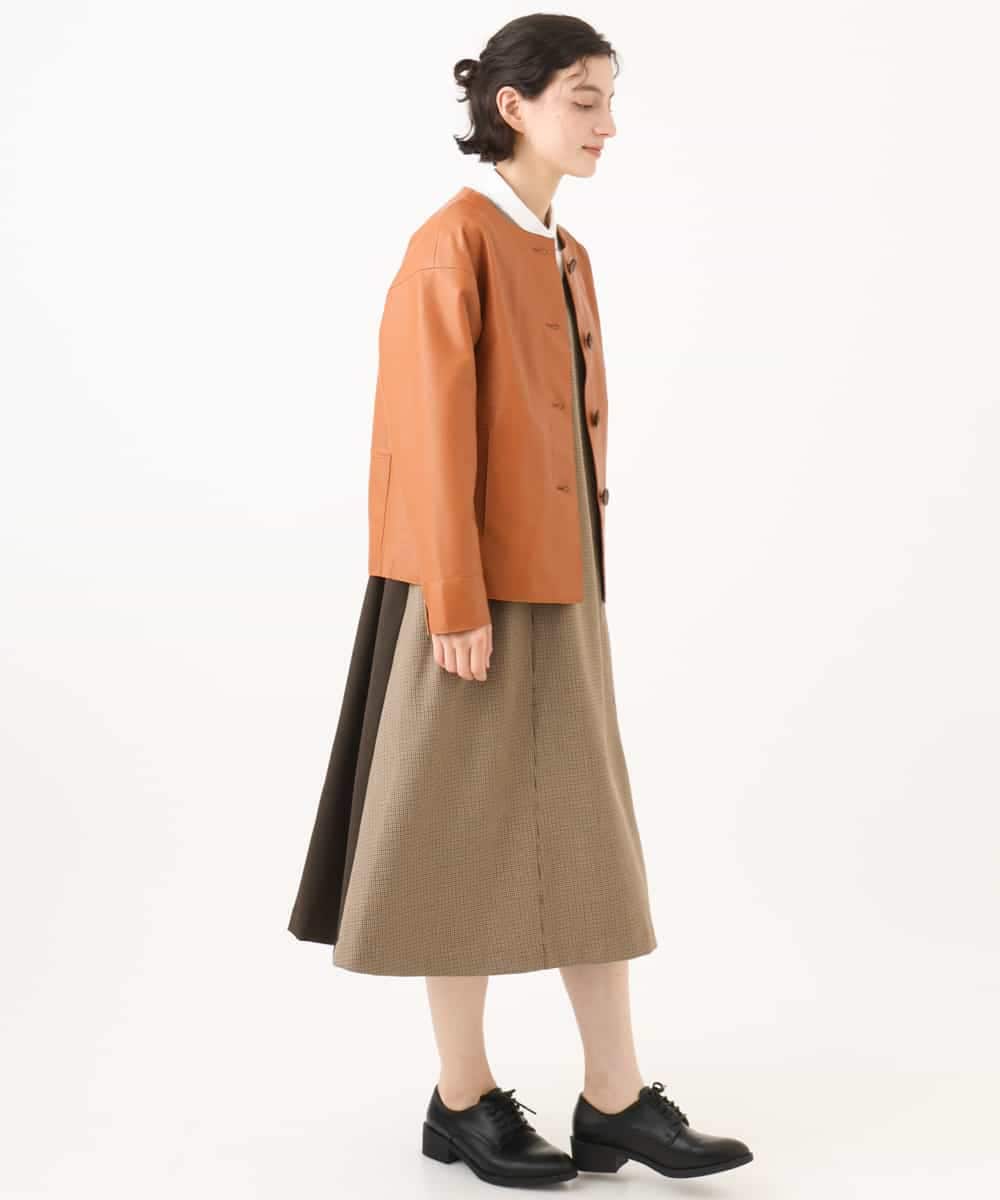 NHEAI89360 GIANNI LO GIUDICE(小さいサイズ)(メゾン ドゥ サンク) [セットアップ対応]チェック柄ジャンパースカート ブラウン系