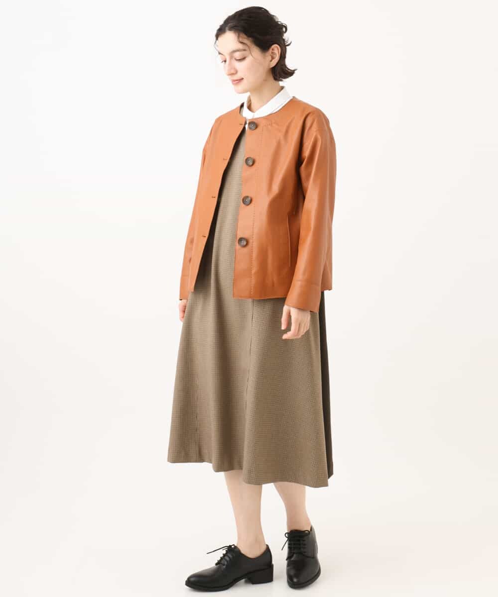 NHEAI89360 GIANNI LO GIUDICE(小さいサイズ)(メゾン ドゥ サンク) [セットアップ対応]チェック柄ジャンパースカート ブラウン系