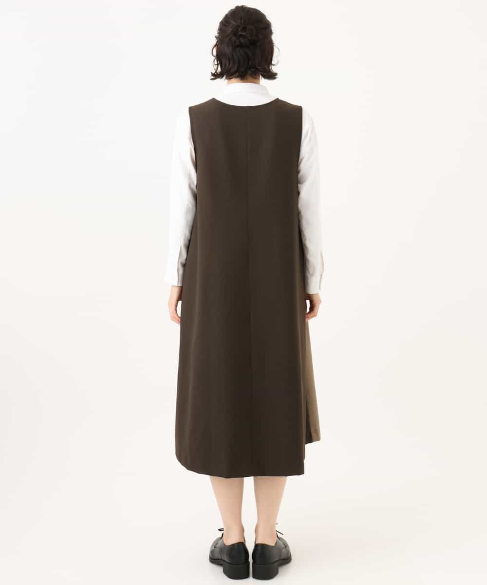 NHEAI89360 GIANNI LO GIUDICE(小さいサイズ)(メゾン ドゥ サンク) [セットアップ対応]チェック柄ジャンパースカート ブラウン系