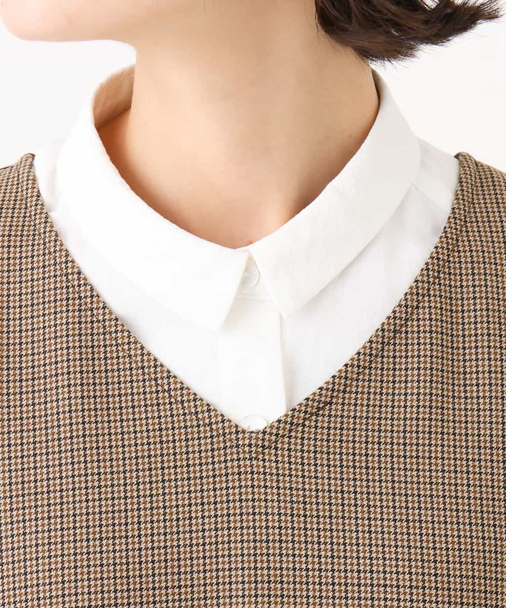NHEAI89360 GIANNI LO GIUDICE(小さいサイズ)(メゾン ドゥ サンク) [セットアップ対応]チェック柄ジャンパースカート ブラウン系
