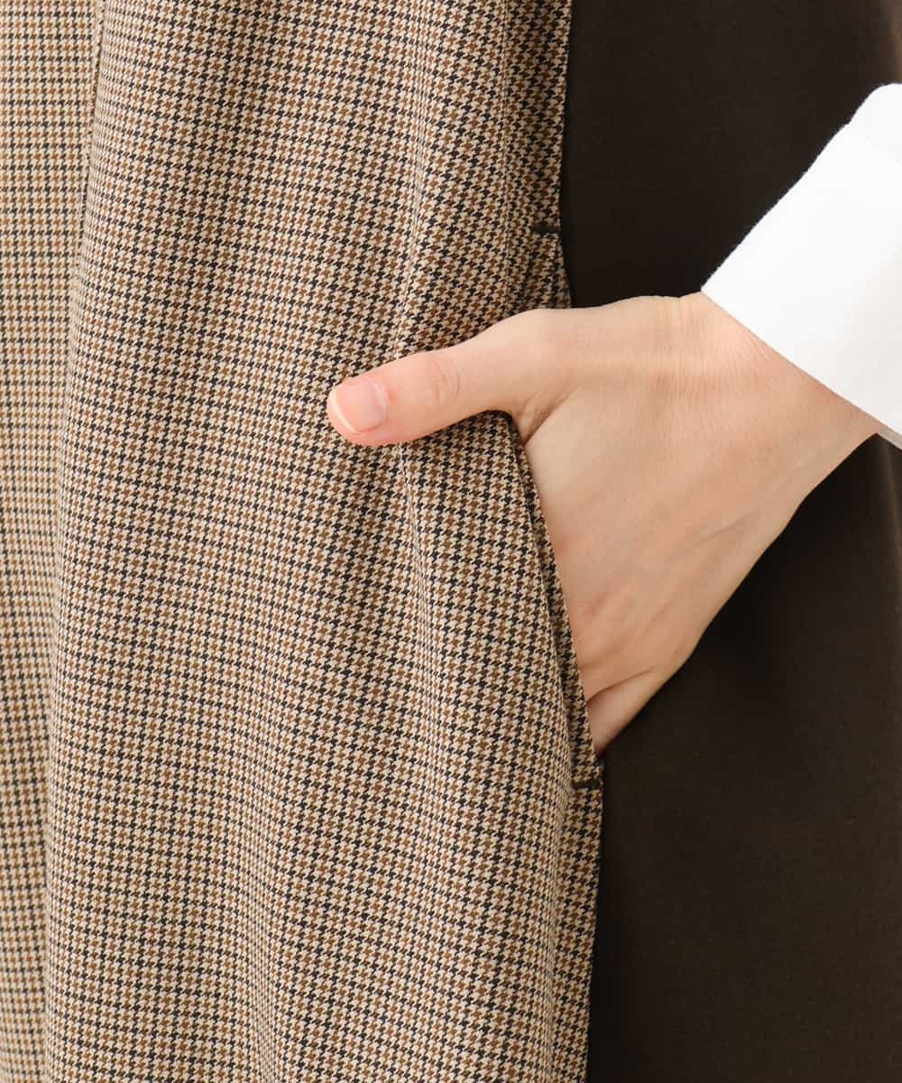 NHEAI89360 GIANNI LO GIUDICE(小さいサイズ)(メゾン ドゥ サンク) [セットアップ対応]チェック柄ジャンパースカート ブラウン系