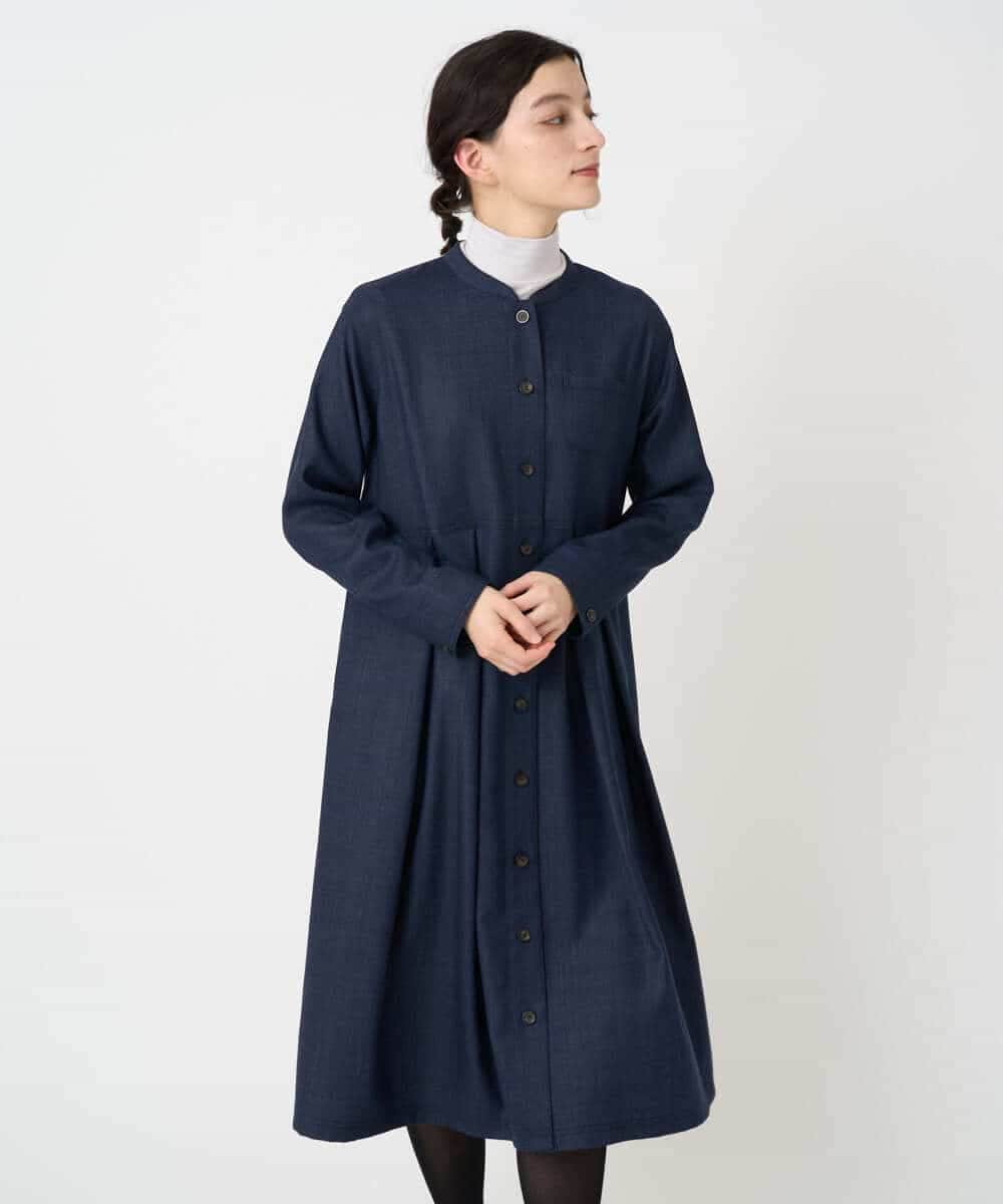 NHECF83390 GIANNI LO GIUDICE(小さいサイズ)(メゾン ドゥ サンク) ウール混デニム前開きワンピース ベージュ