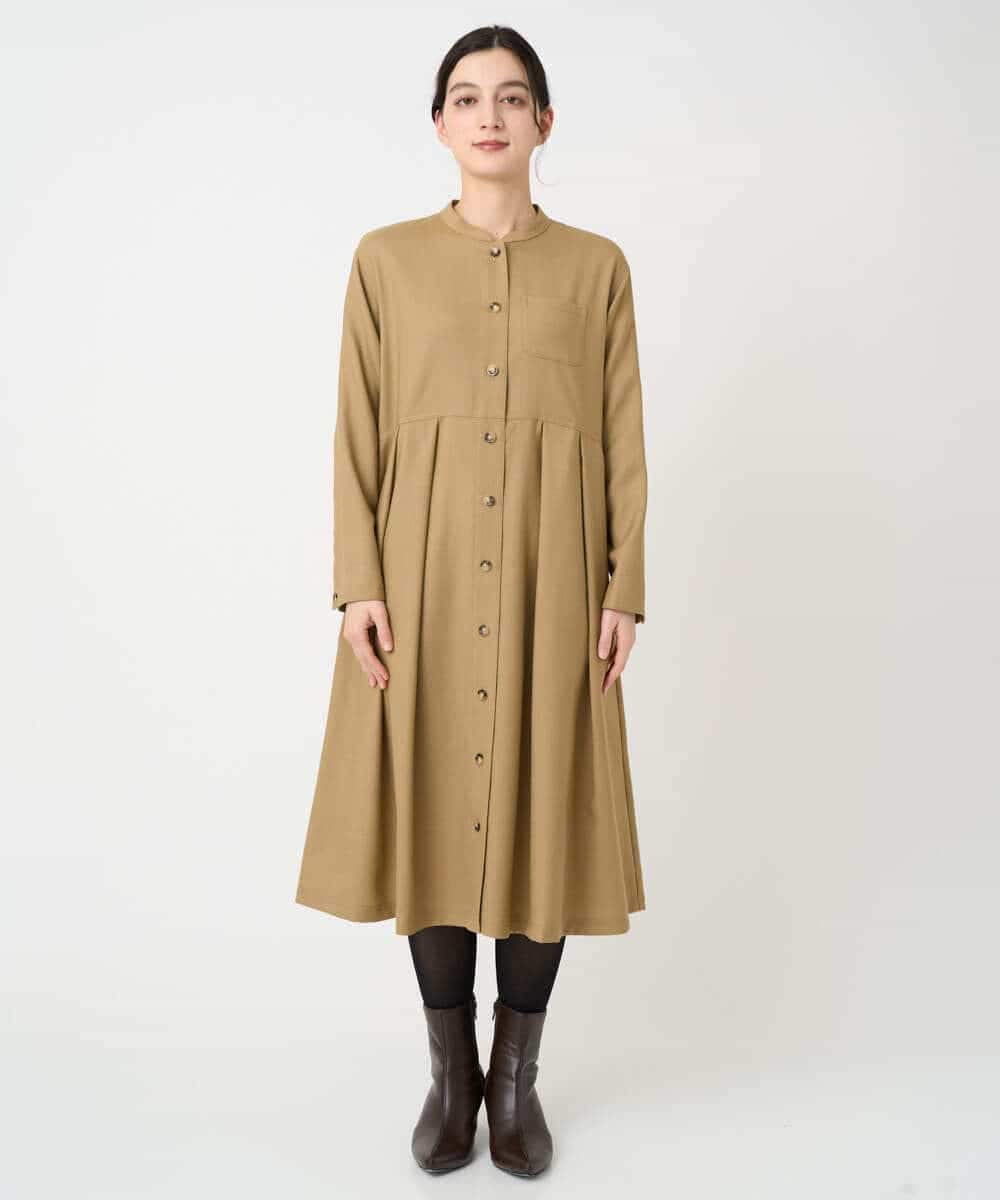 NHECF83390 GIANNI LO GIUDICE(小さいサイズ)(メゾン ドゥ サンク) ウール混デニム前開きワンピース ベージュ