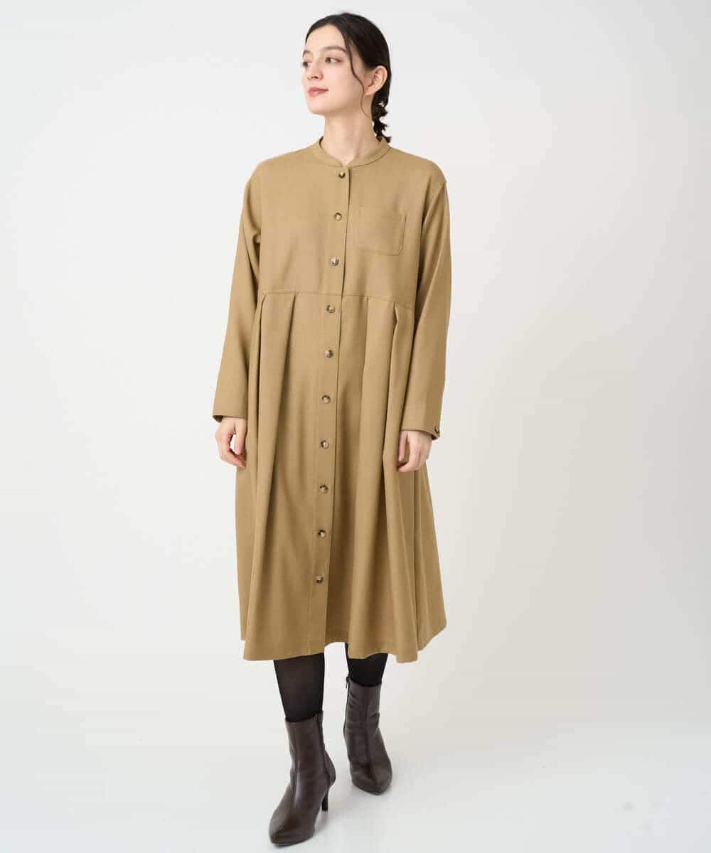 NHECF83390 GIANNI LO GIUDICE(小さいサイズ)(メゾン ドゥ サンク) ウール混デニム前開きワンピース ベージュ